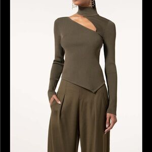 Cult Gaia Asymmetrical Olive Green Top